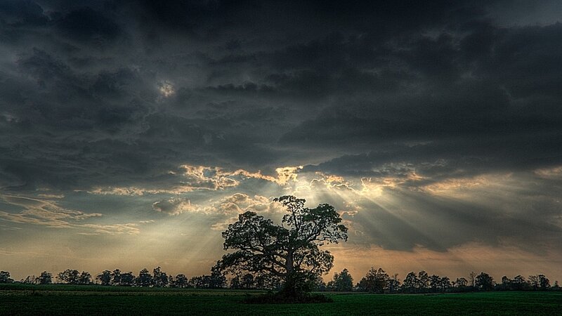 Sunlight through storm clouds