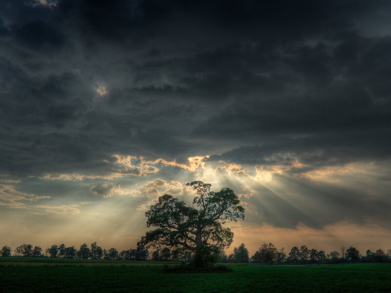 Sunlight through storm clouds