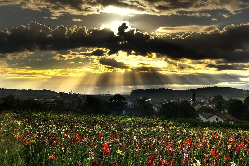 Sunlight through storm clouds