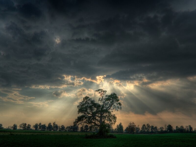 Sunlight through storm clouds