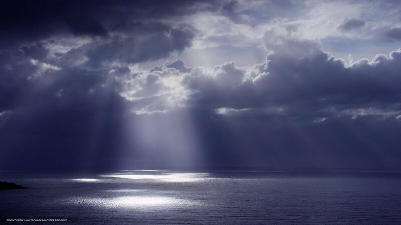 Sunlight Through Storm Clouds — Blue, Dramatic, Night, Photograph