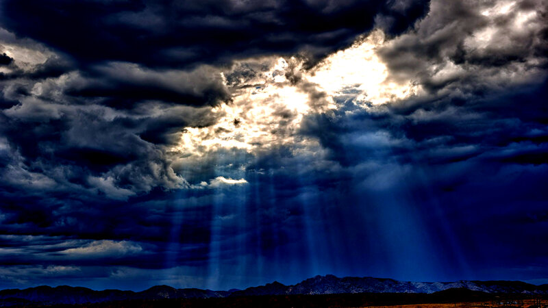 Sunlight Through Storm Clouds — Blue, Dramatic, Night
