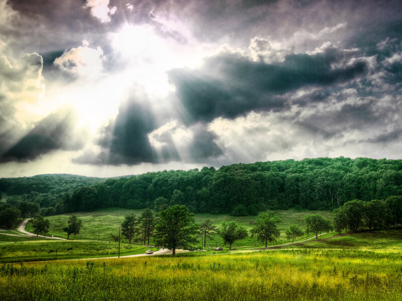 Sunlight Through Storm Clouds — Green, Photograph