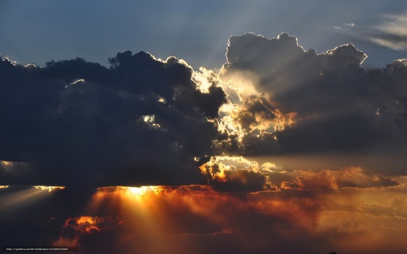 Sunlight Through Storm Clouds — Orange, Dramatic, Sunset