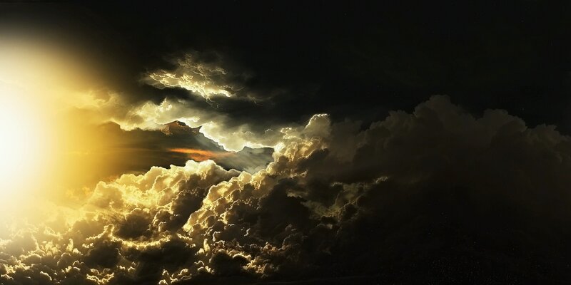 Sunlight Through Storm Clouds — Yellow, Dramatic, Sunset