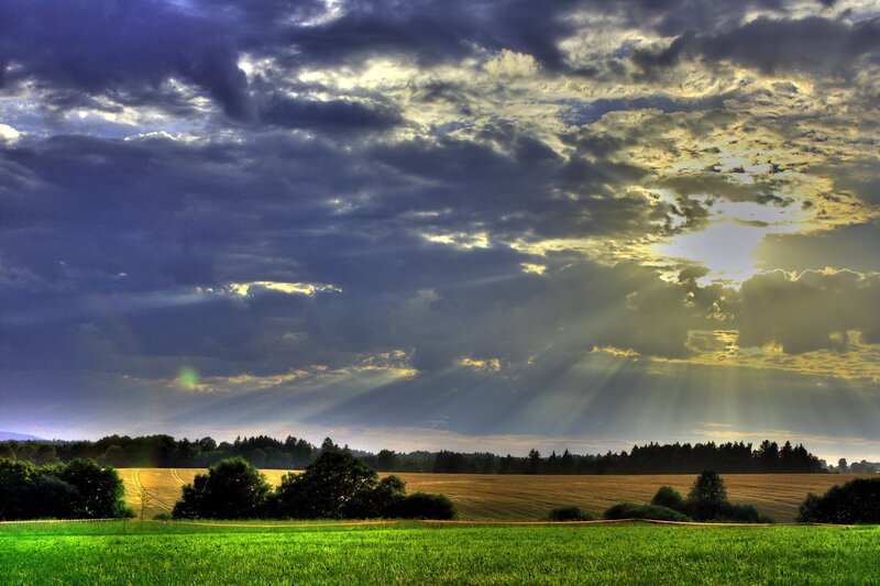 Sunlight through stormy clouds