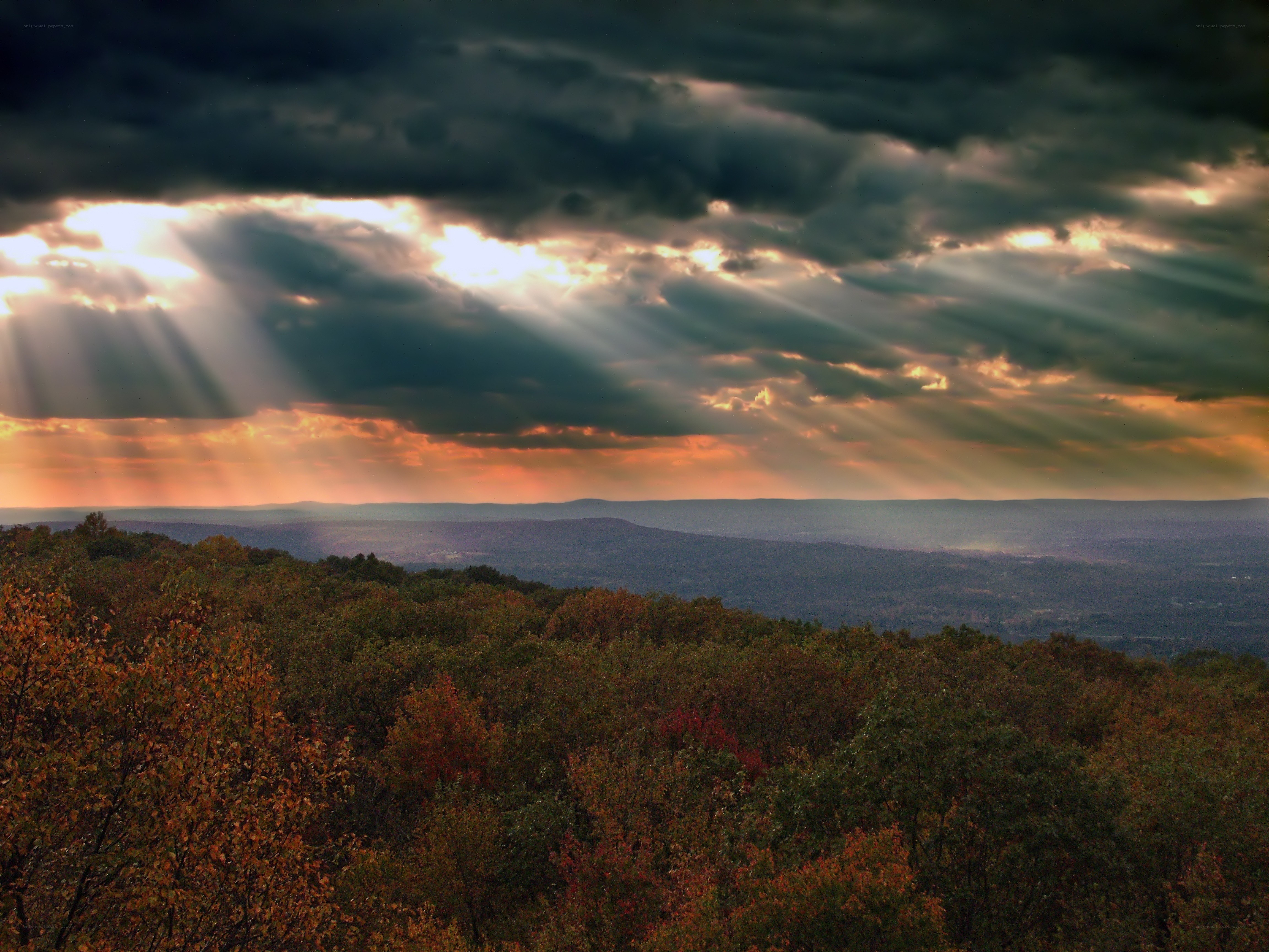 Sunlight through stormy clouds