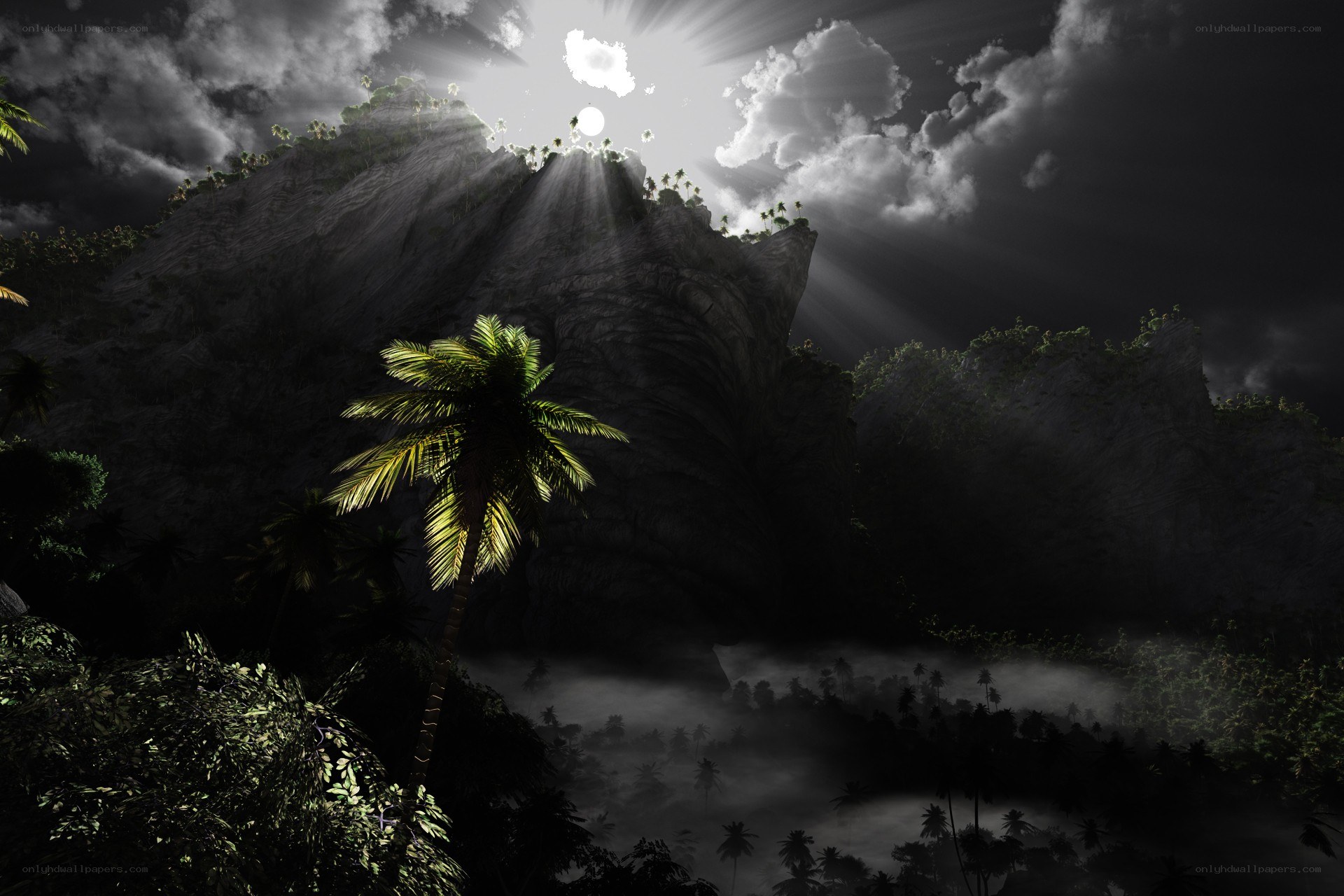 Sunlight through stormy clouds