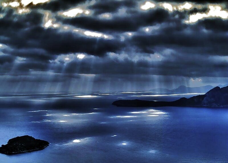 Sunlight through stormy clouds