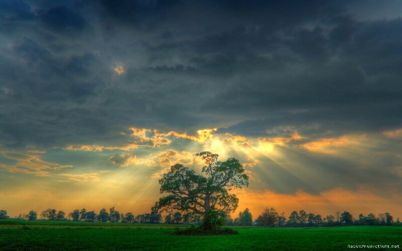 Sunlight through stormy sky