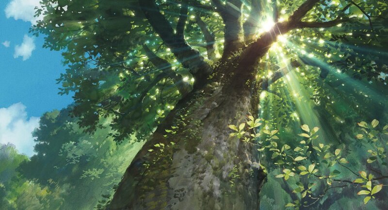 Sunlight Through Tree Canopy — Green, Serene, Afternoon, Anime, Sky