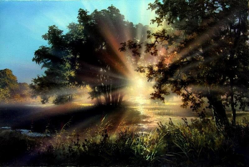 Sunlight Through Trees — Blue, Serene
