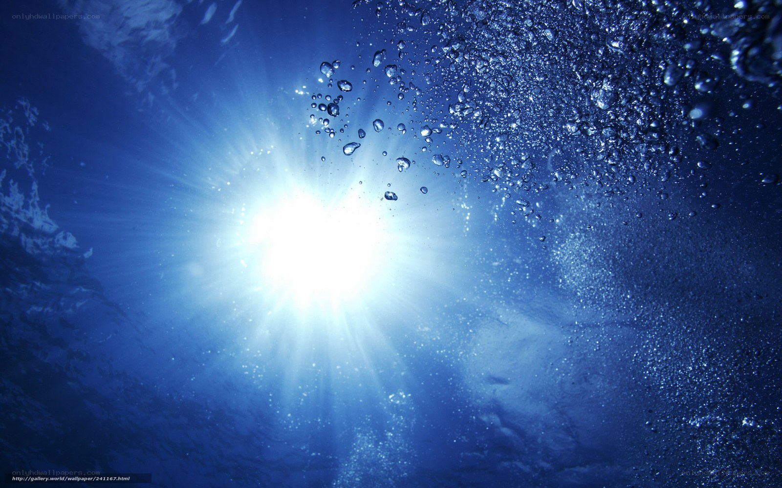 Sunlight through underwater bubbles