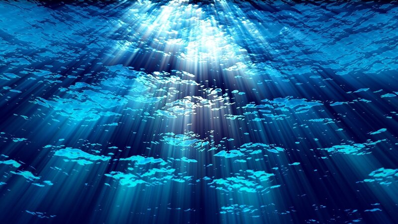 Sunlight Through Water Surface — Blue, Serene, Digital Art