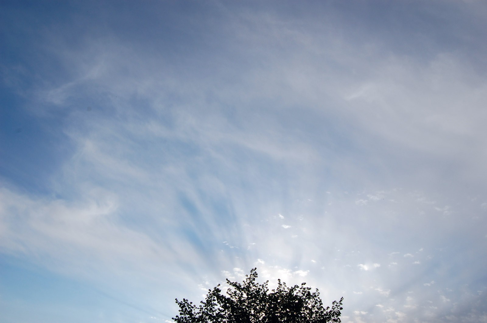 Sunlight through wispy clouds