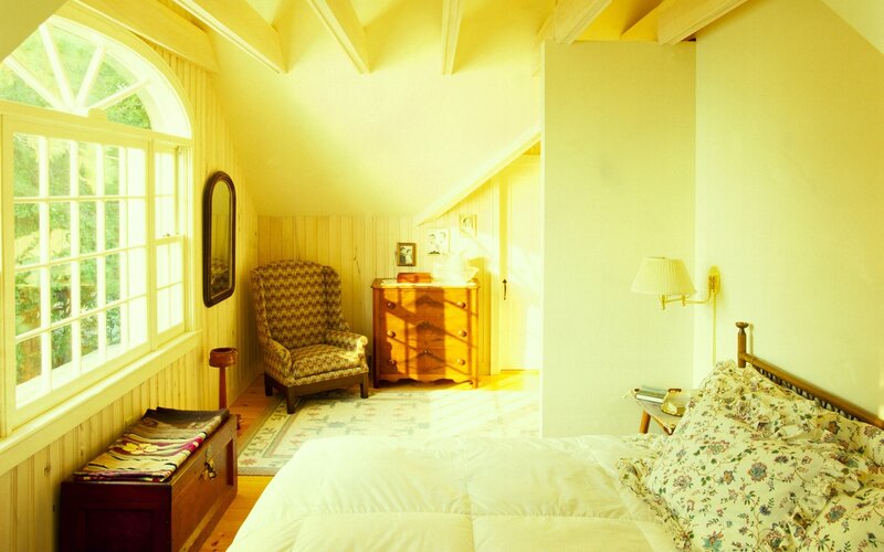 Sunlit attic bedroom