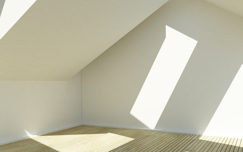 Sunlit attic room