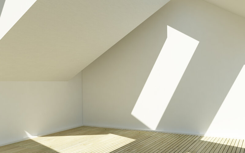 Sunlit attic room