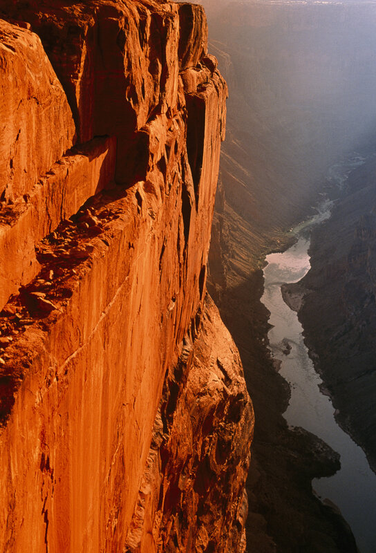 Sunlit canyon cliff face