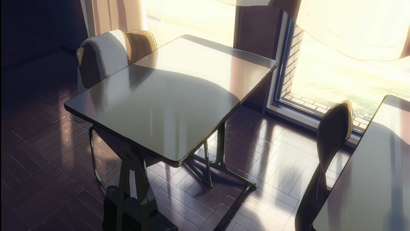 Sunlit classroom table