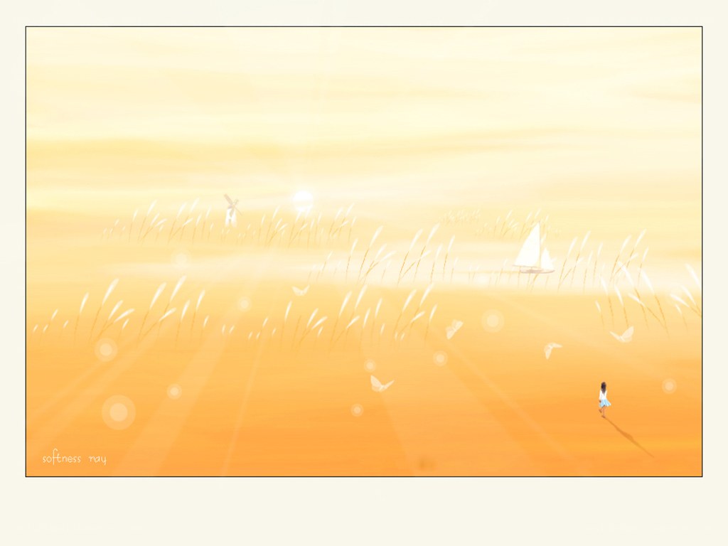Sunlit field with a lone figure