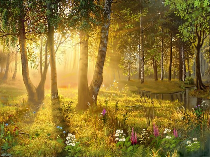 Sunlit Forest Clearing — Green