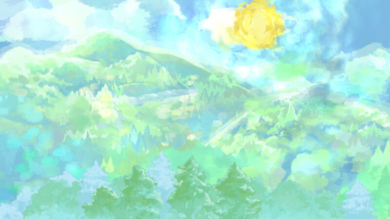 Sunlit forest landscape