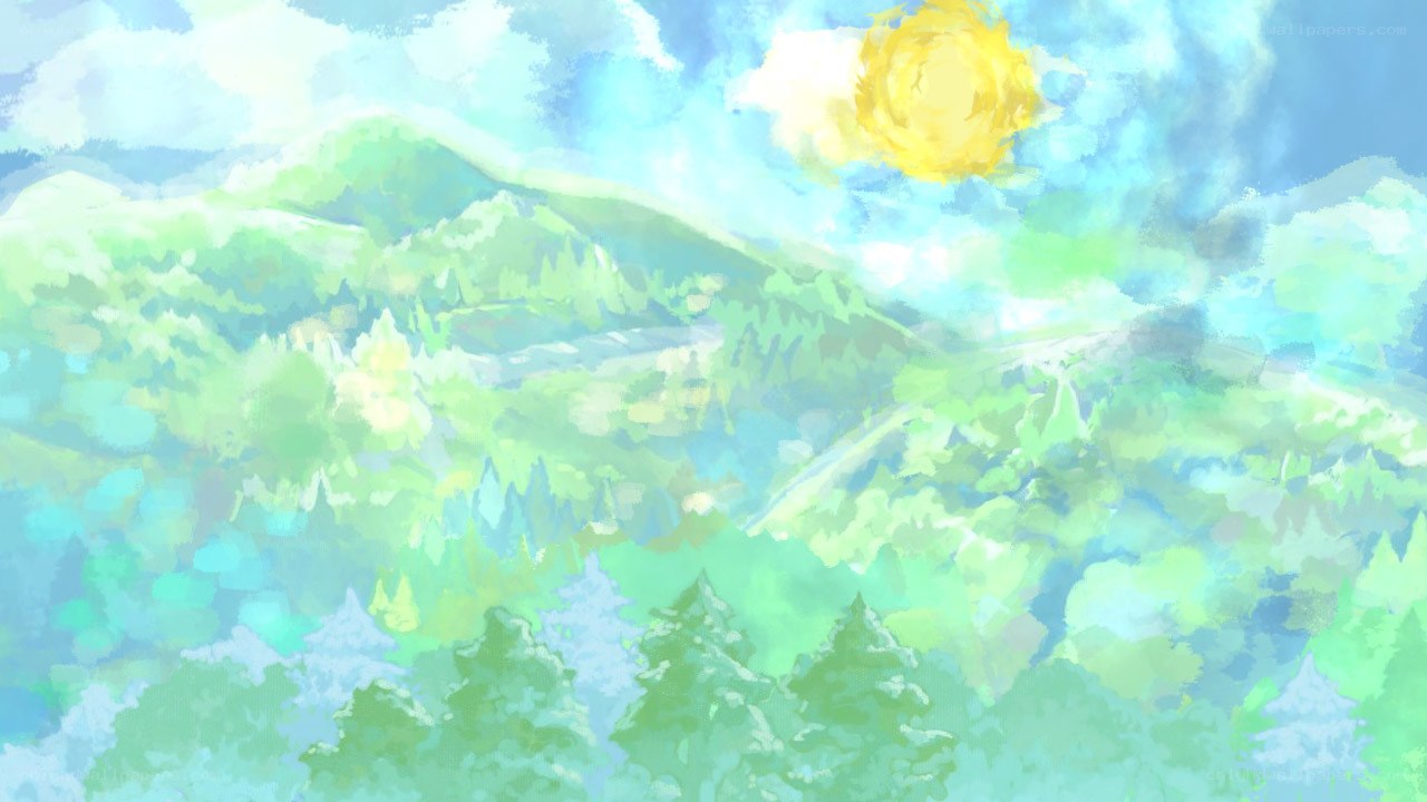 Sunlit forest landscape