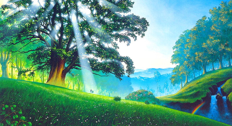 Sunlit Forest Landscape — Green