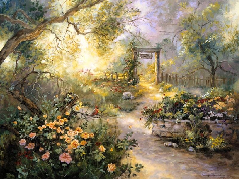 Sunlit garden path