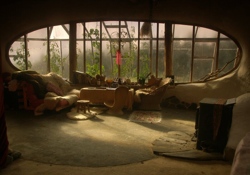 Sunlit Greenhouse Interior — Brown
