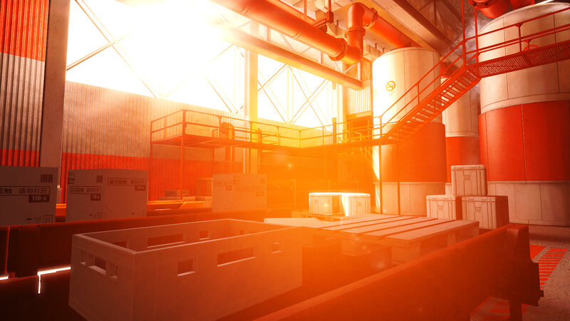 Sunlit industrial warehouse