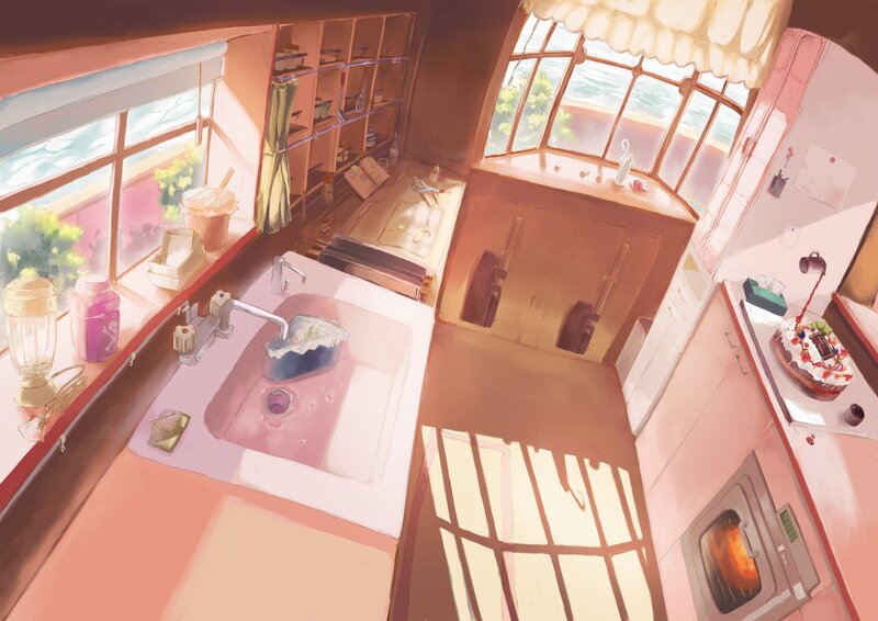 Sunlit kitchen interior