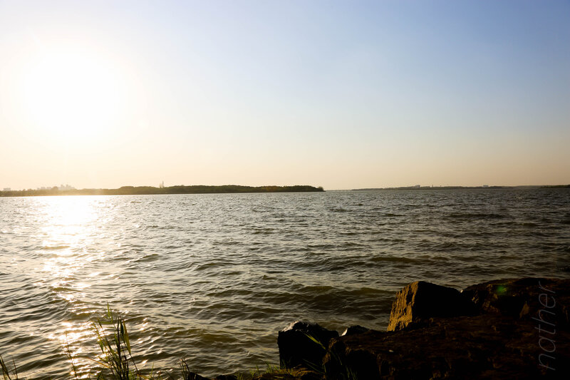 Sunlit Lake at Sunset