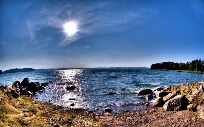 Sunlit Lake Shore