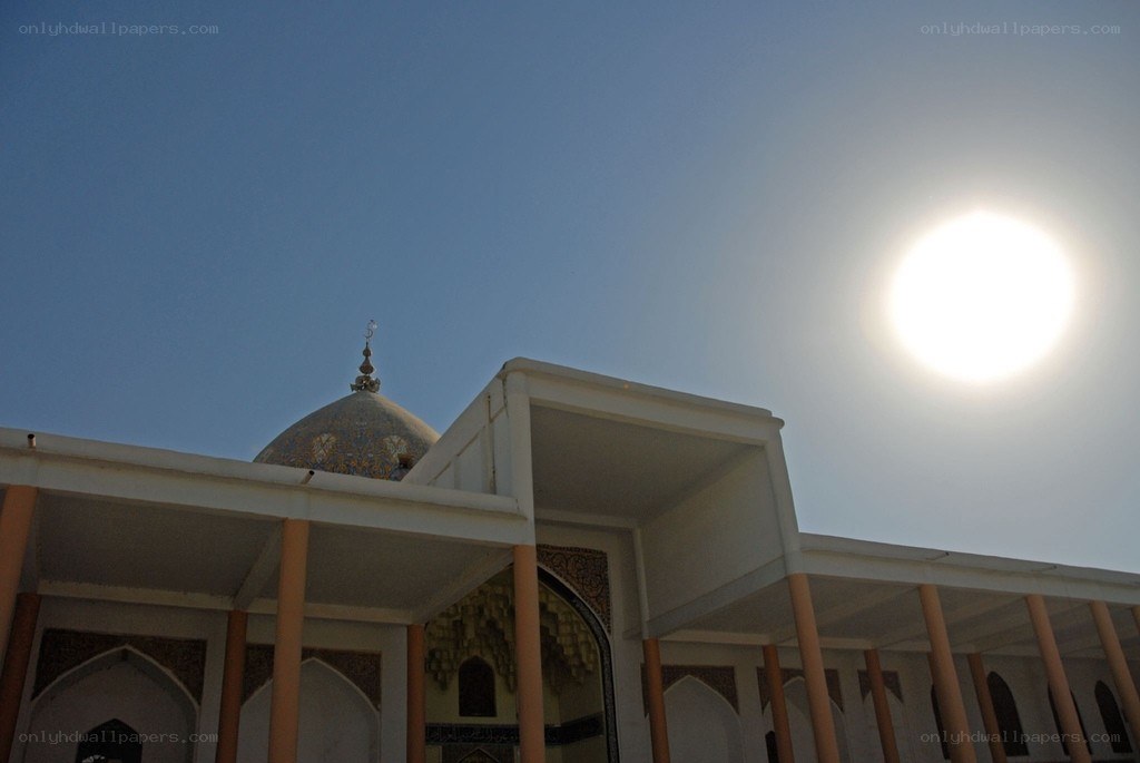 Sunlit mosque dome