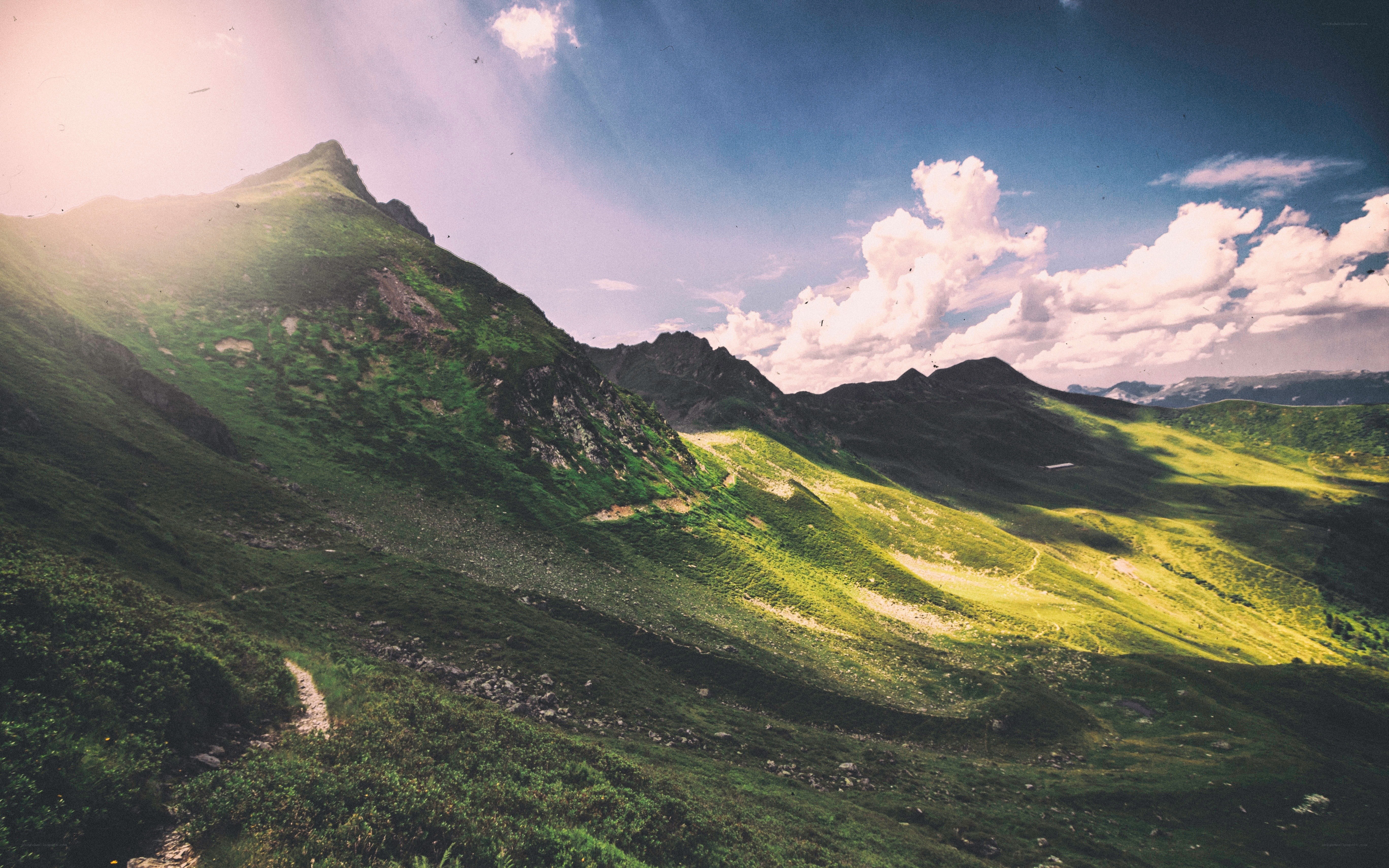 Sunlit mountain landscape