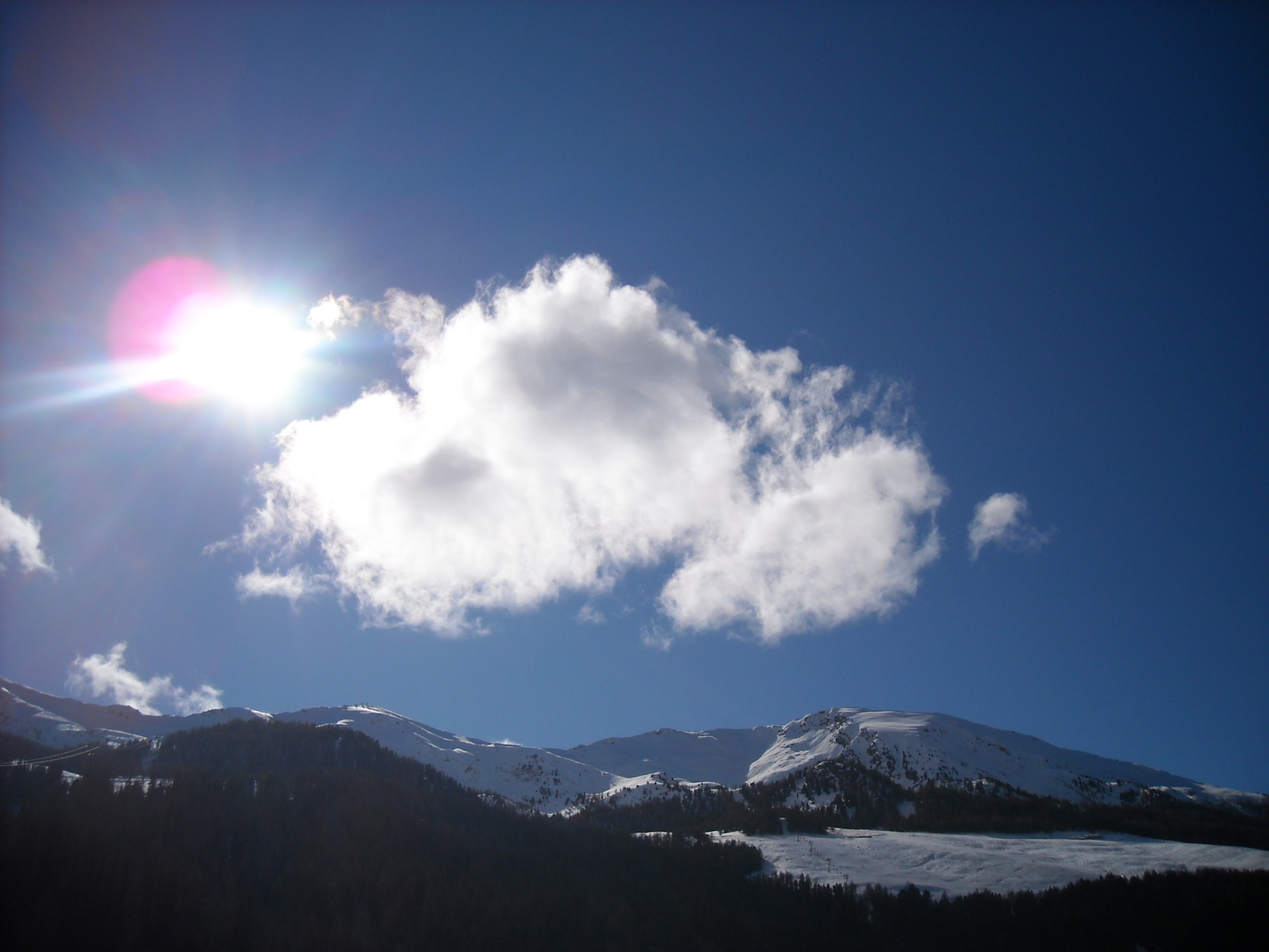 Sunlit mountain landscape