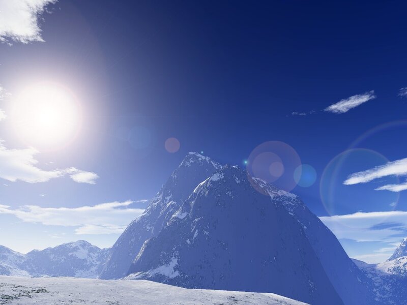 Sunlit mountain peak