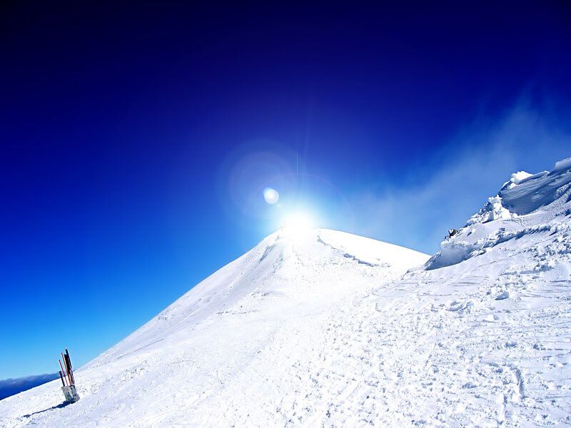 Sunlit mountain peak
