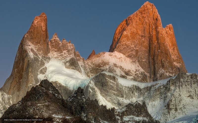 Sunlit mountain peaks