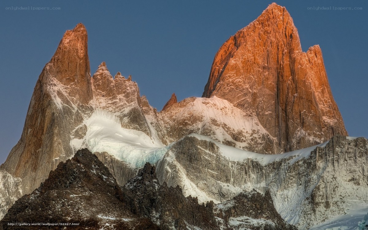 Sunlit mountain peaks