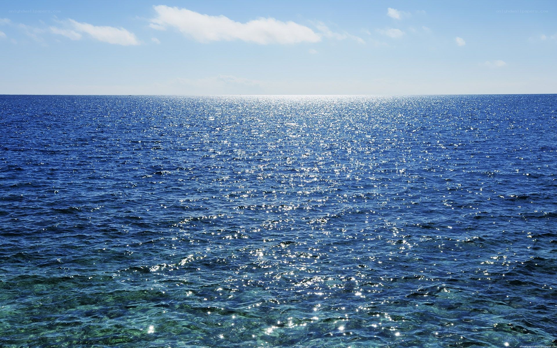 Sunlit ocean horizon