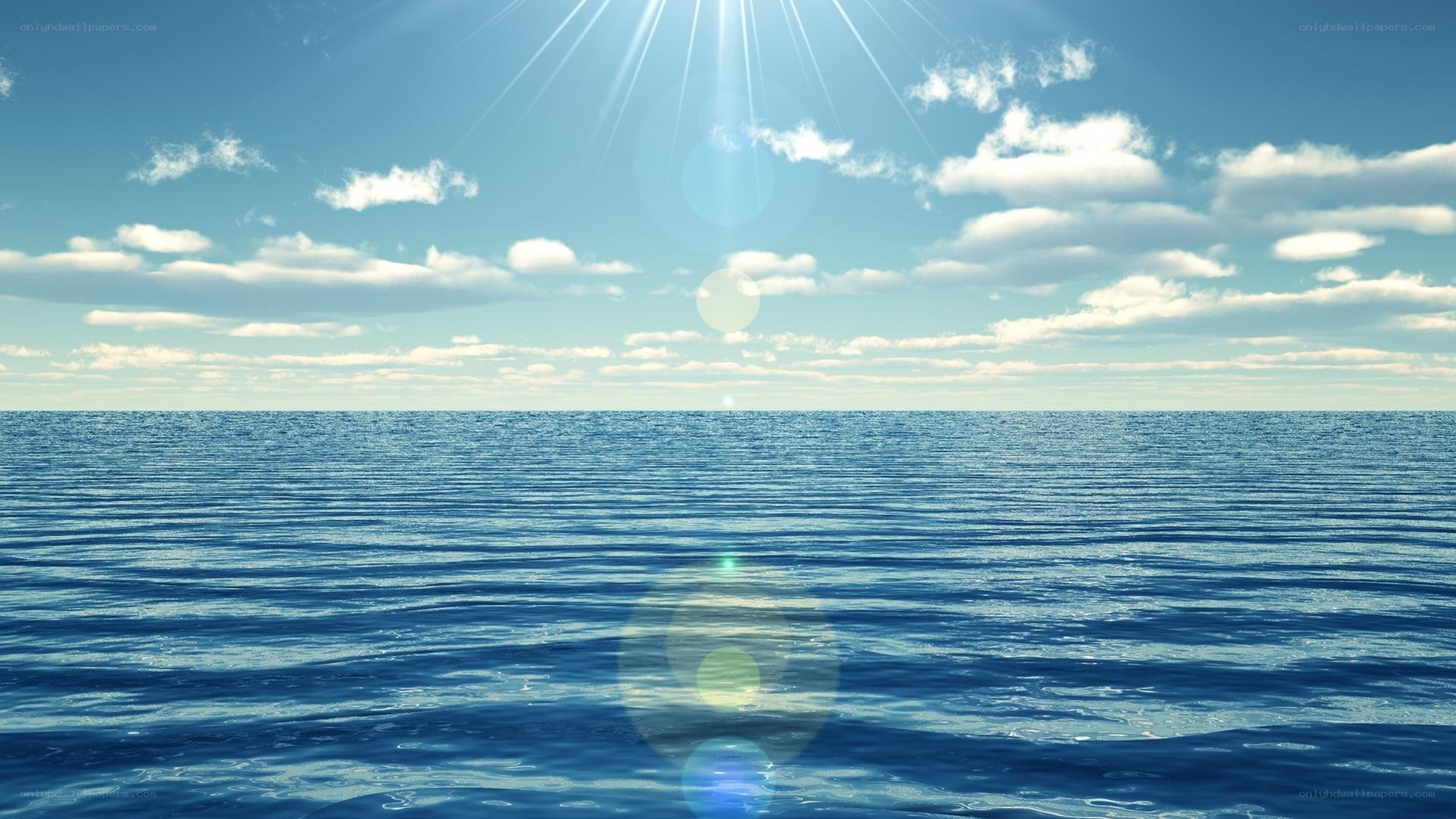 Sunlit ocean horizon