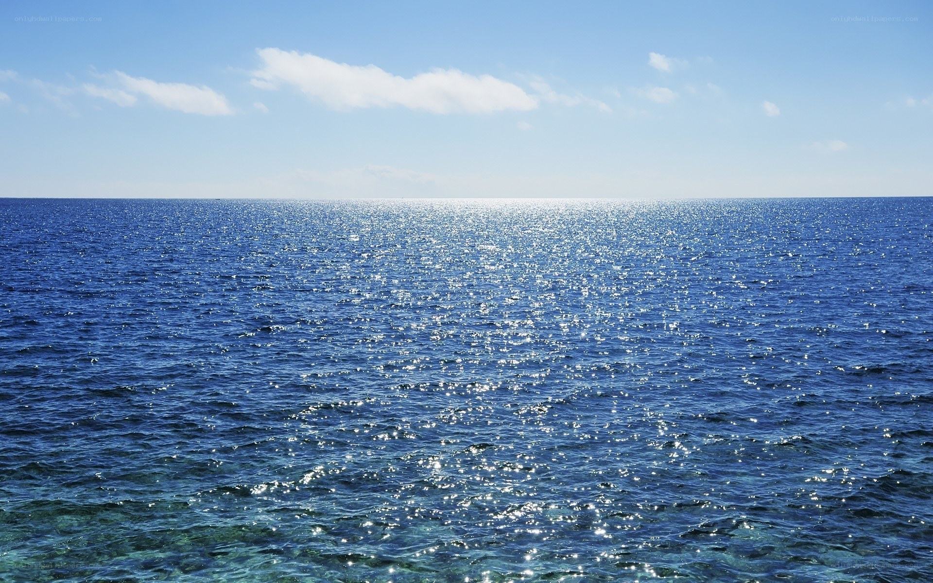 Sunlit ocean horizon