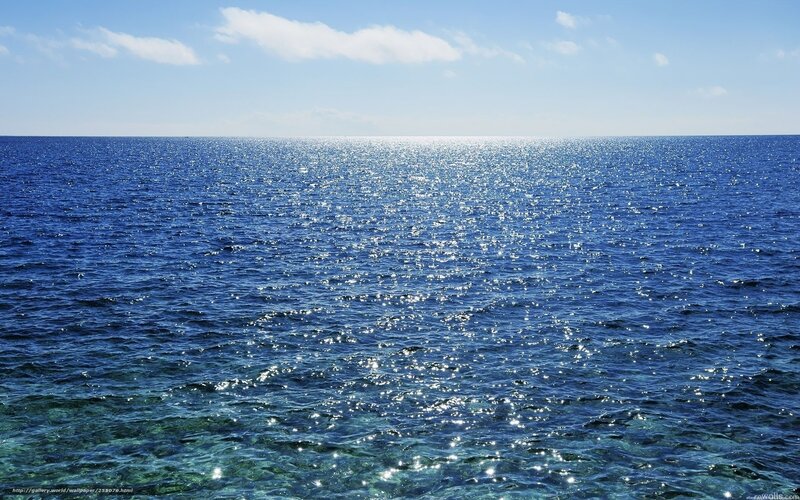 Sunlit ocean horizon
