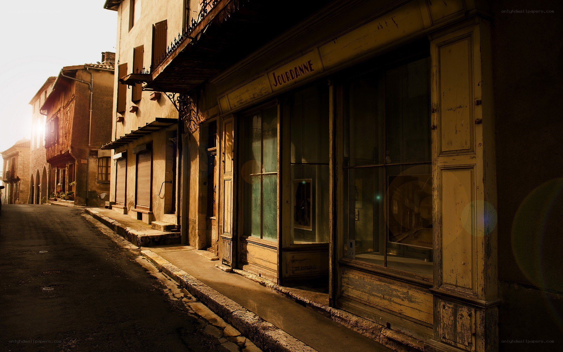 Sunlit old town street