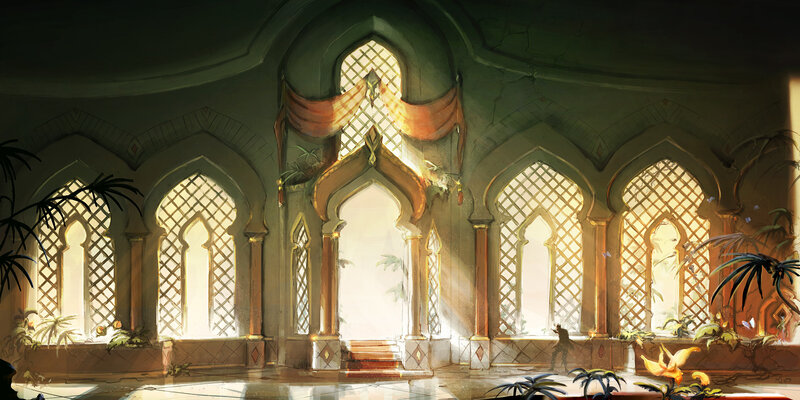 Sunlit palace hall