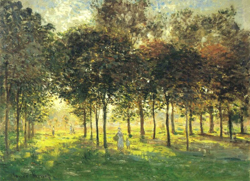 Sunlit Park with Trees