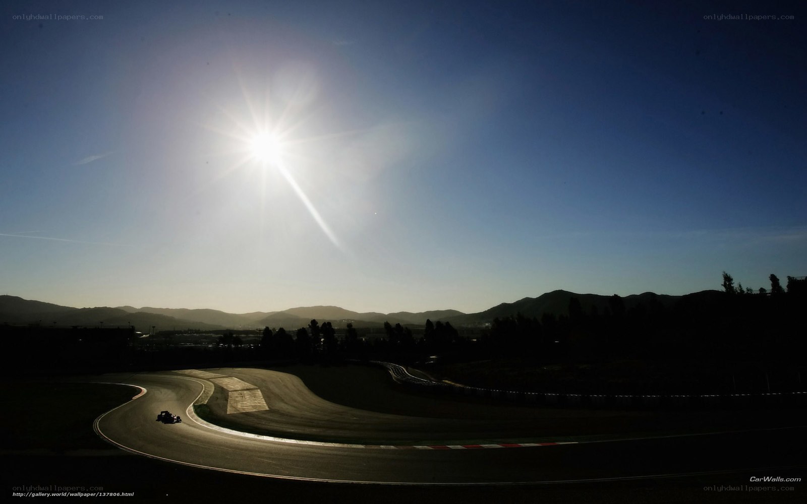 Sunlit race track curve